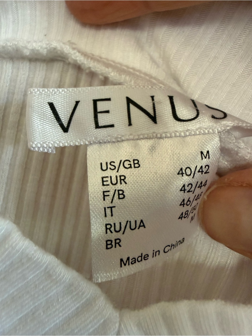 VENUS White Ribbed V-Neck Top with Lace Bell Sleeves - Picture 3 of 3
